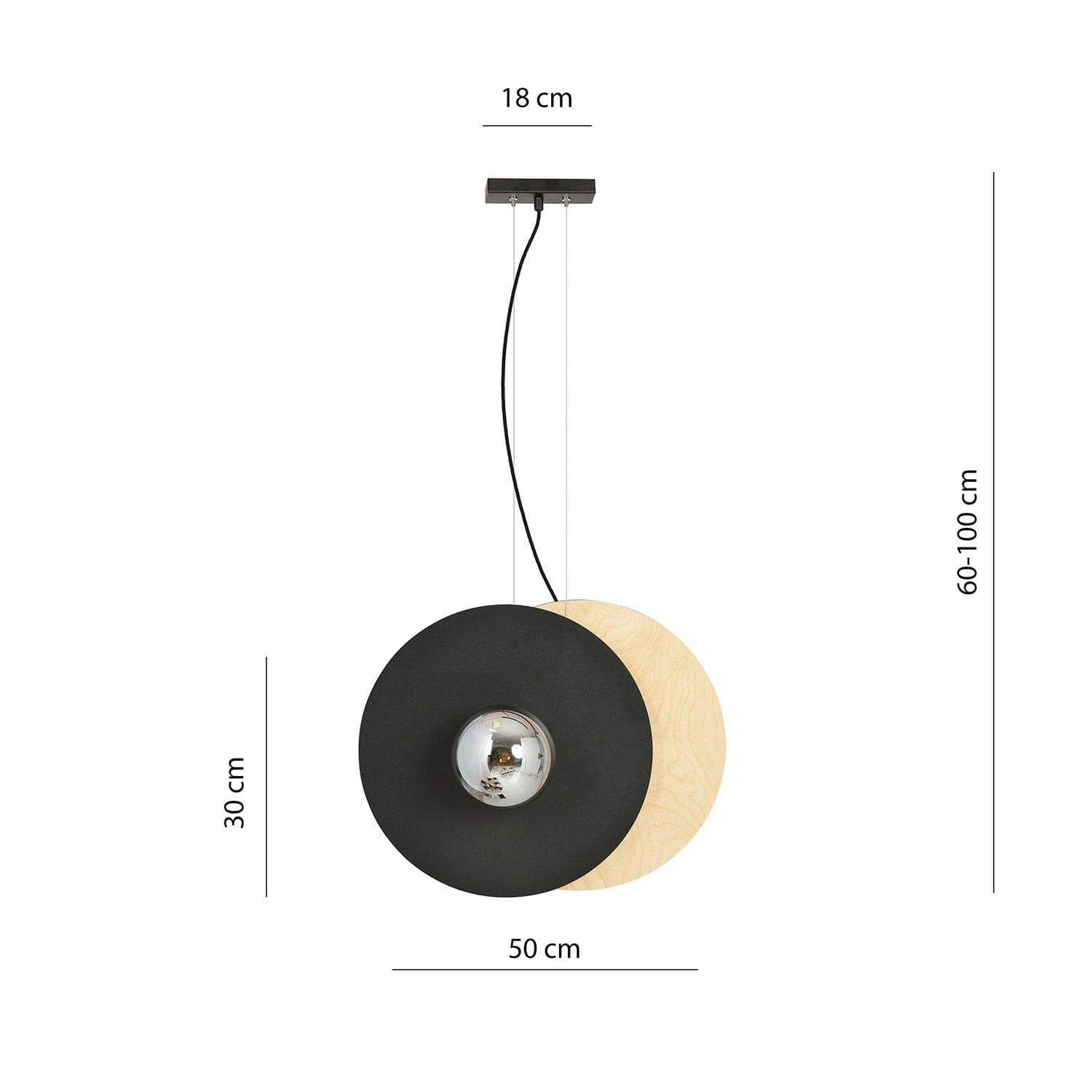 Sospensione Minimal Nordica Soho 2 Luci In Acciaio Nero E Legno Vetro Fumè in Lampade a sospensione LuceArt - Montecorvino Pugliano, commercioVirtuoso.it