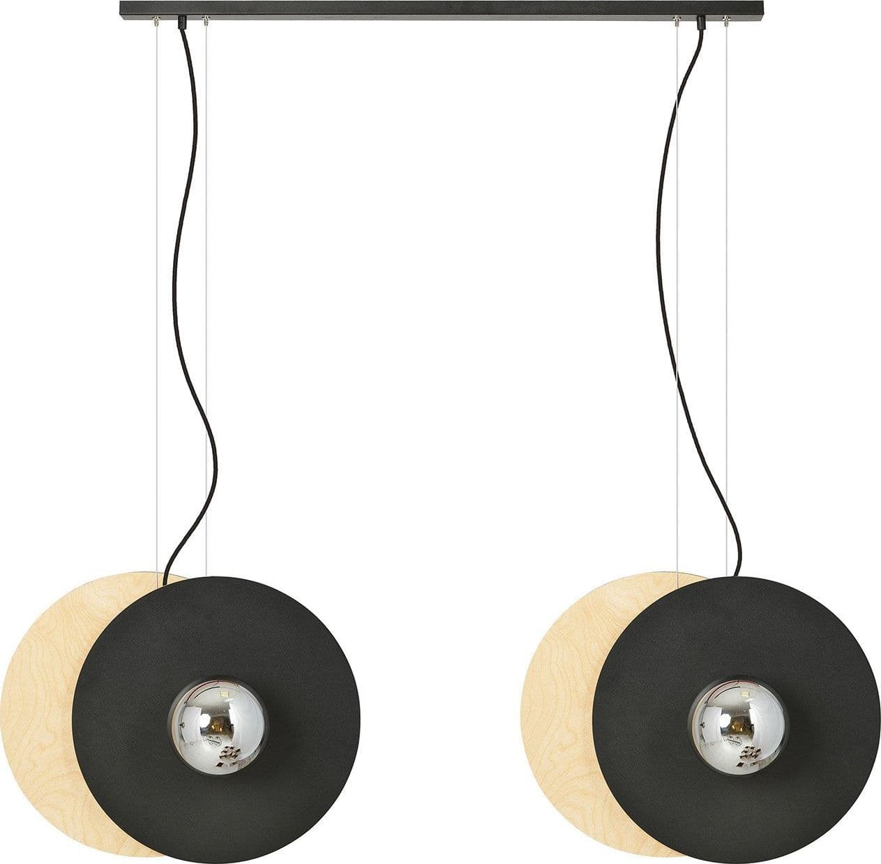 Sospensione Minimal Nordica Soho 4 Luci In Acciaio Nero E Legno Vetro Fumè in Lampade a sospensione LuceArt - Montecorvino Pugliano, commercioVirtuoso.it