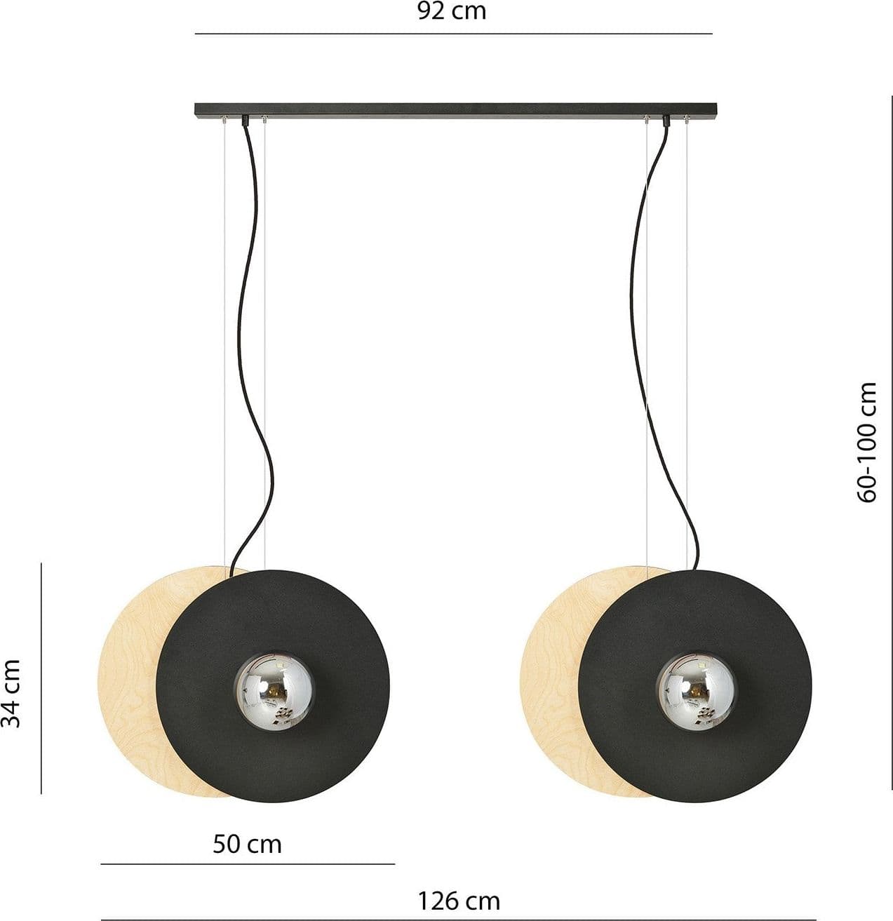 Sospensione Minimal Nordica Soho 4 Luci In Acciaio Nero E Legno Vetro Fumè in Lampade a sospensione LuceArt - Montecorvino Pugliano, commercioVirtuoso.it