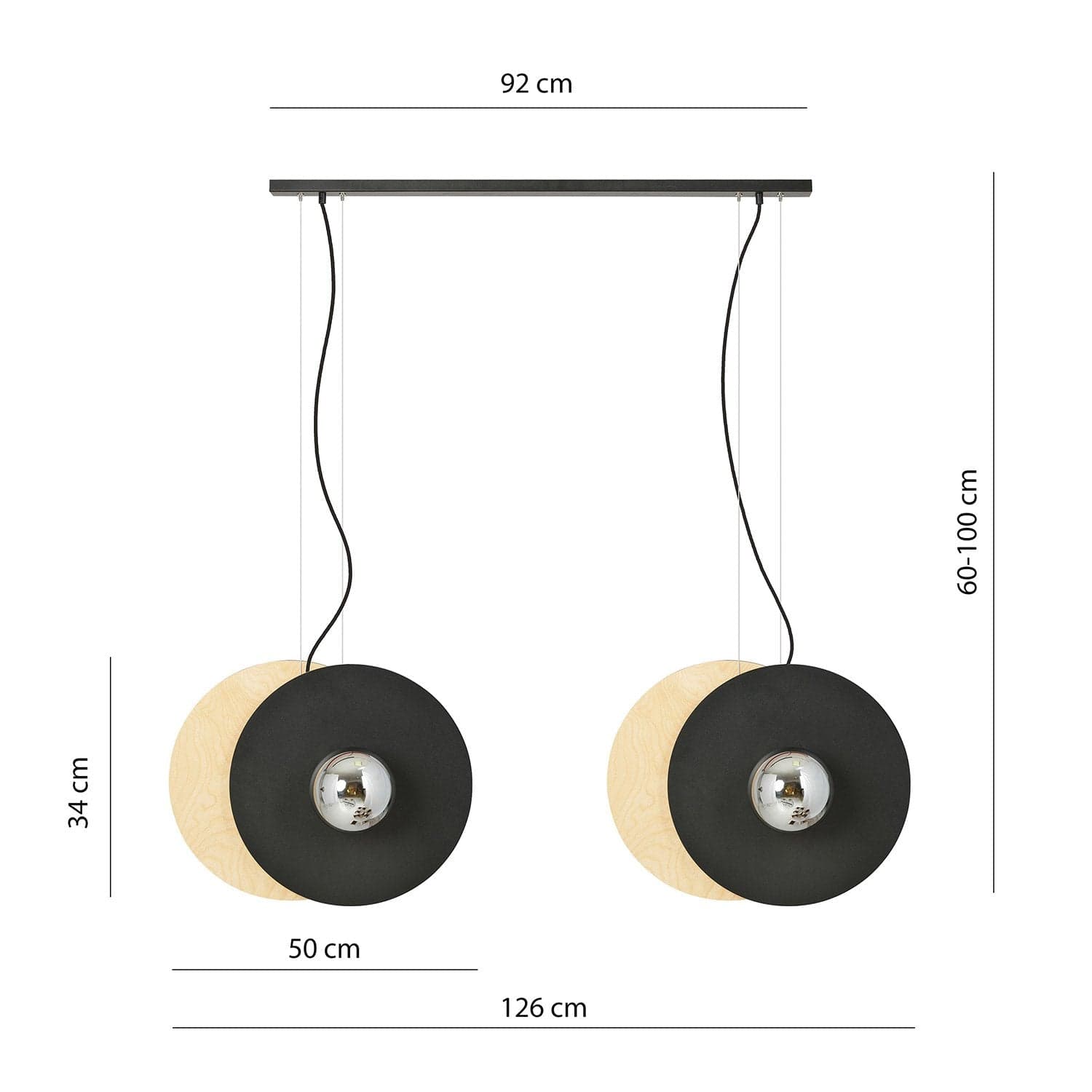 Sospensione Minimal Nordica Soho 4 Luci In Acciaio Nero E Legno Vetro Fumè in Lampade a sospensione LuceArt - Montecorvino Pugliano, commercioVirtuoso.it