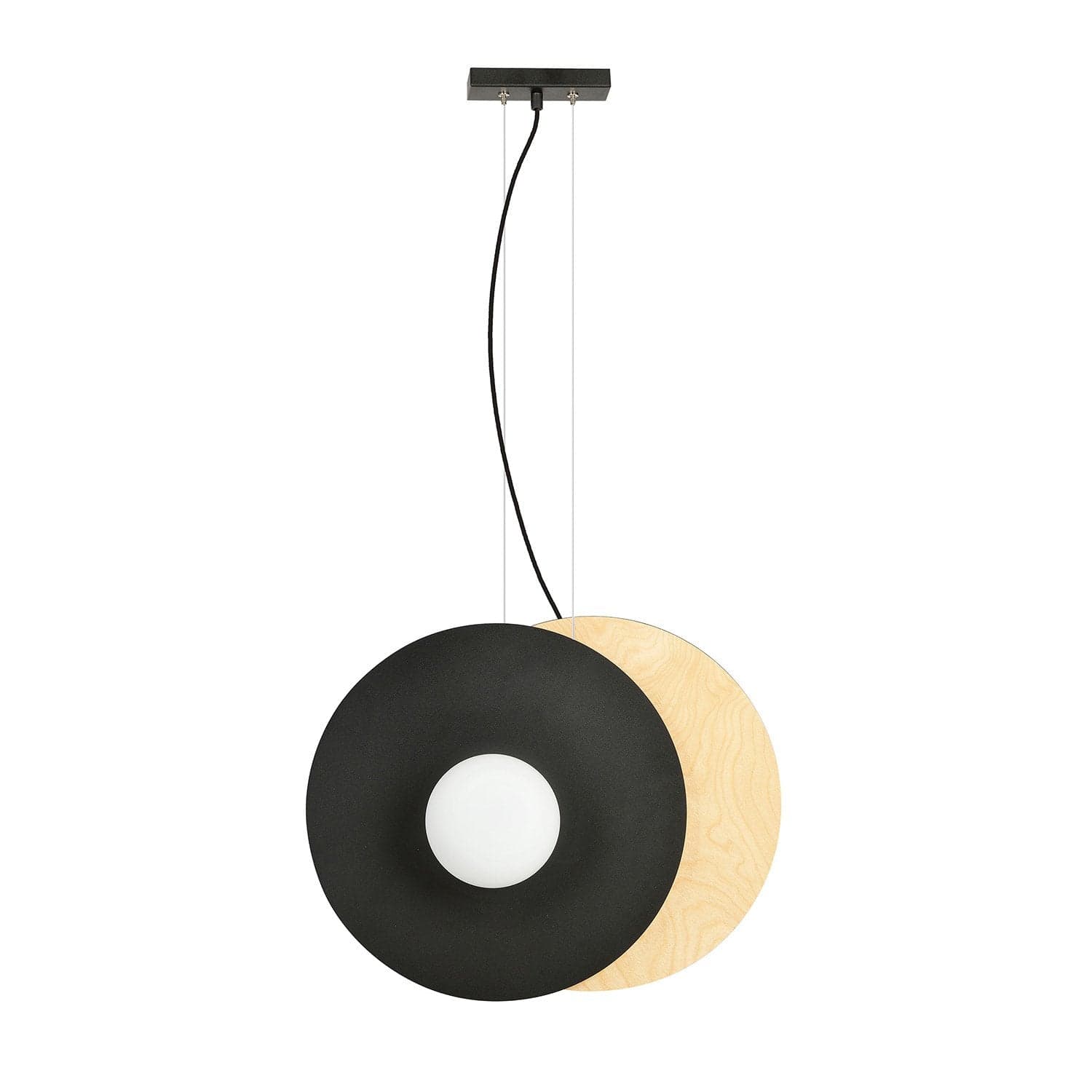 Sospensione Minimal Nordica Soho 2 Luci In Acciaio Nero E Legno Vetro Bianco in Lampade a sospensione LuceArt - Montecorvino Pugliano, commercioVirtuoso.it