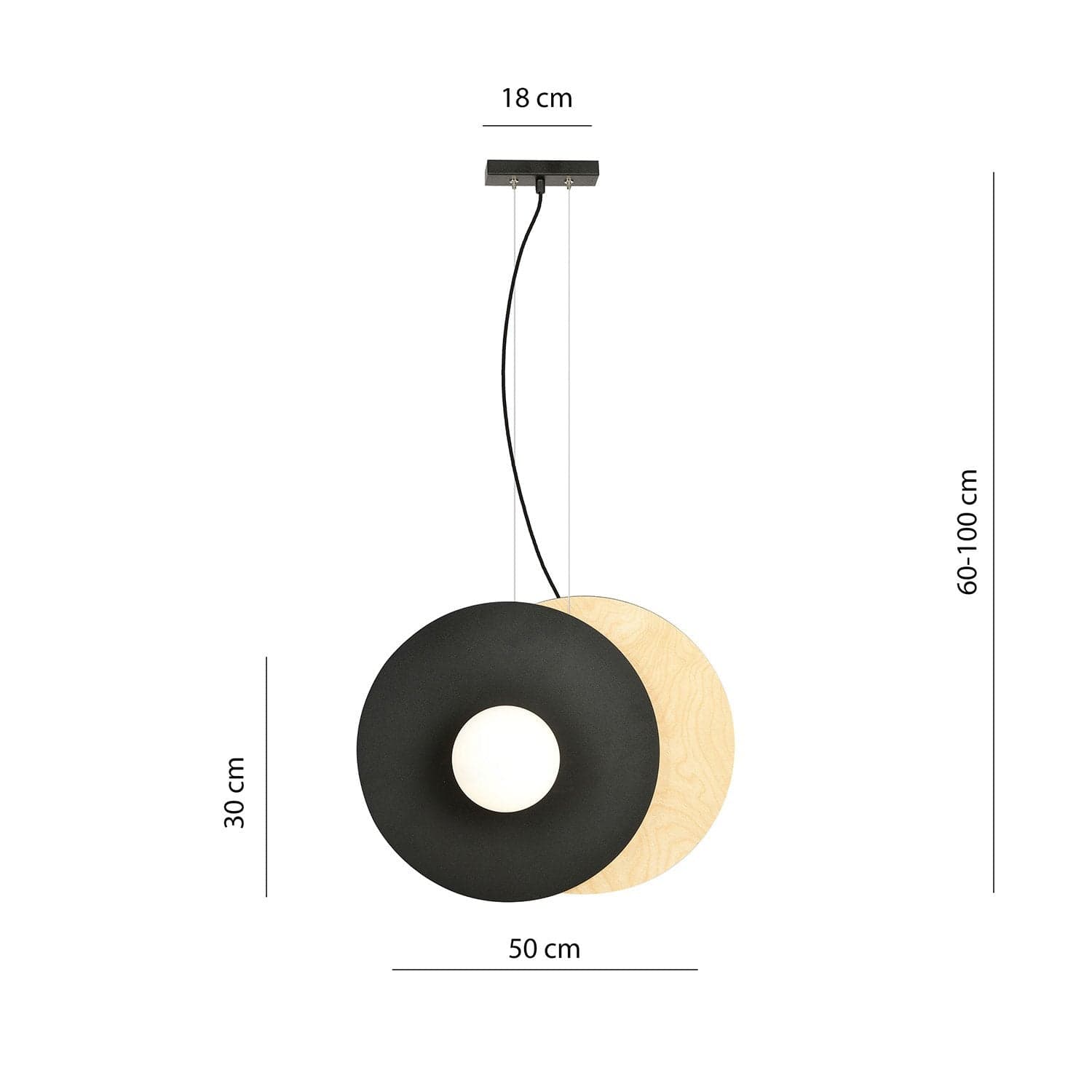 Sospensione Minimal Nordica Soho 2 Luci In Acciaio Nero E Legno Vetro Bianco in Lampade a sospensione LuceArt - Montecorvino Pugliano, commercioVirtuoso.it