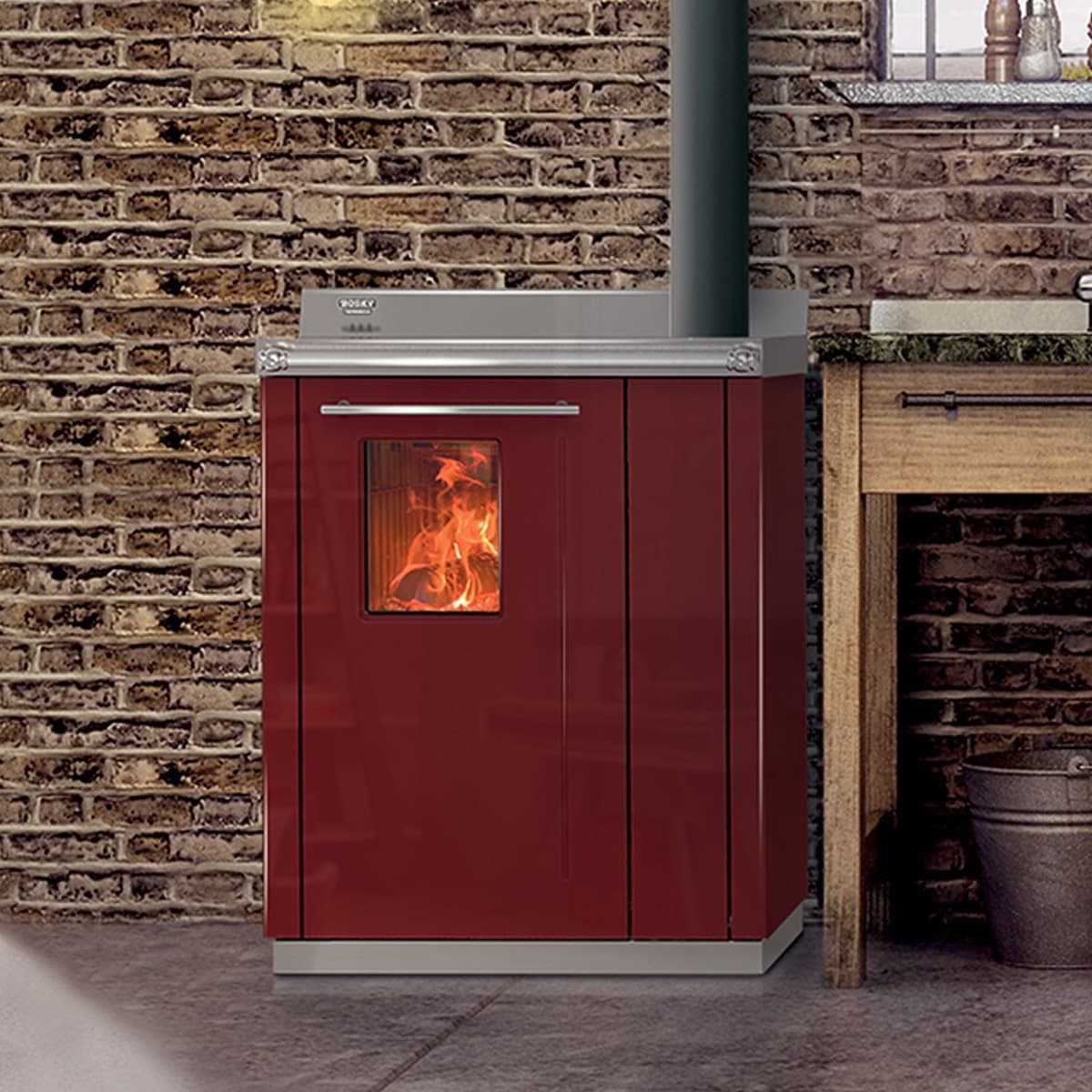 Thermorossi Termocucina a Legna Bosky 30 Square EVO5 Ready to Start 30,5 kW in Forni caminetto Masterbrico - Longobardi, commercioVirtuoso.it