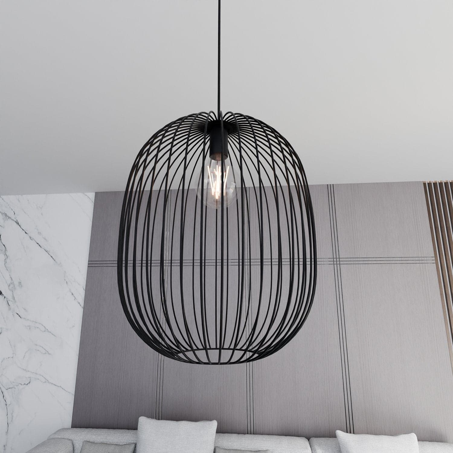 Sospensione Minimal Onyx 1 Luce In Acciaio Nero in Lampade a sospensione LuceArt - Montecorvino Pugliano, commercioVirtuoso.it