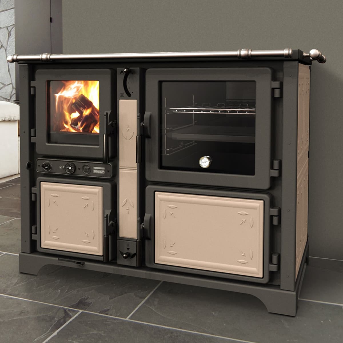 Thermorossi Termostufa a Legna BOSKY Country F30 EVO 30.5kW in Forni caminetto Masterbrico - Longobardi, commercioVirtuoso.it
