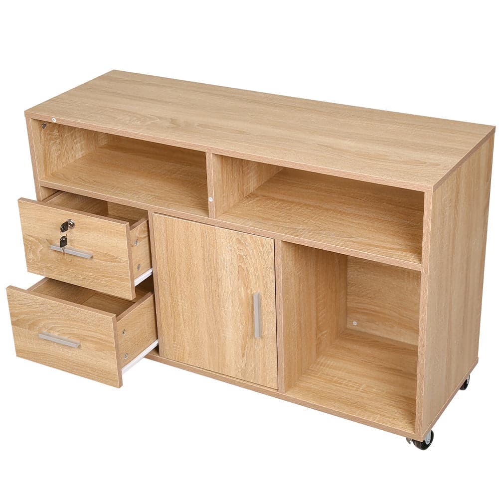 Mobile Multiuso Ufficio Bianco con 3 Mensole, 2 Cassetti e Armadietto con Chiave 4Ruote in Supporti per stampante Danyx - Casoria, commercioVirtuoso.it