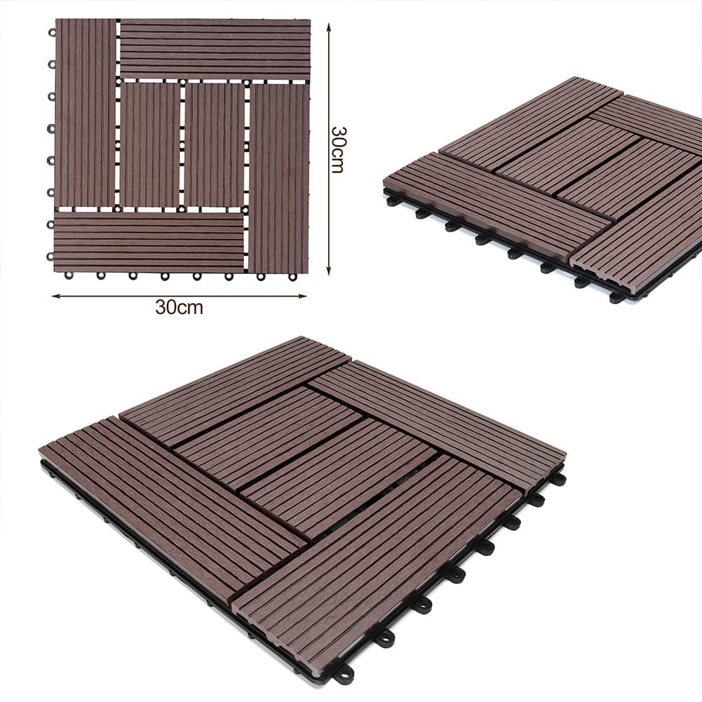 Kit 11 Mattonelle a Incastro per Terrazzo Piastrelle pavimenti 30x30cm in WPC Antiscivolo in Pavimenti di legno Danyx - Casoria, commercioVirtuoso.it