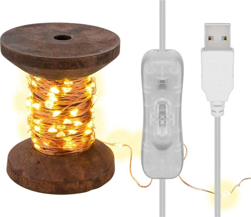Bobina con Filo di Rame 100 Luci LED IP21 USB Interruttore On Off in Catene luminose Scontolo.net - Potenza, commercioVirtuoso.it