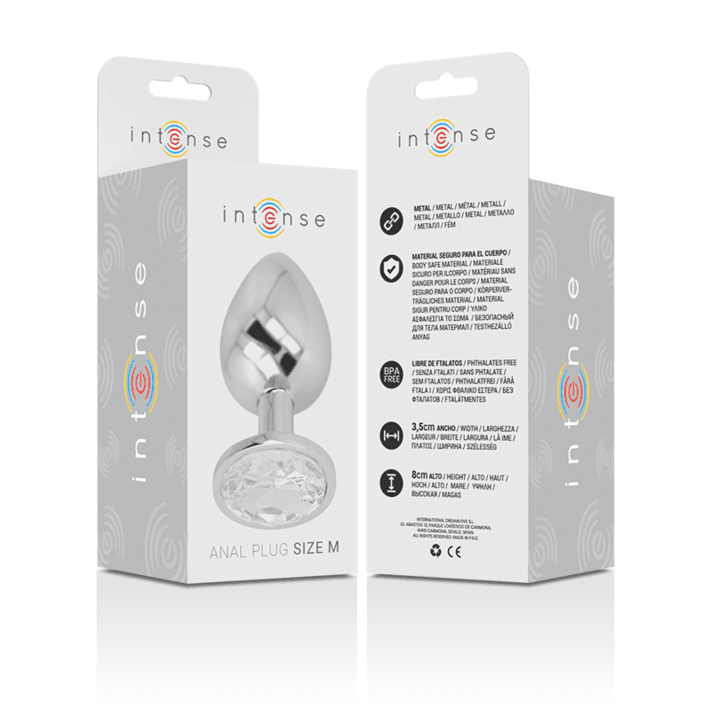 INTENSE - PLUG ANALE IN METALLO ALLUMINIO CON CRISTALLO ARGENTO TAGLIA M in Plug anali Desideria Shop - Latina, commercioVirtuoso.it
