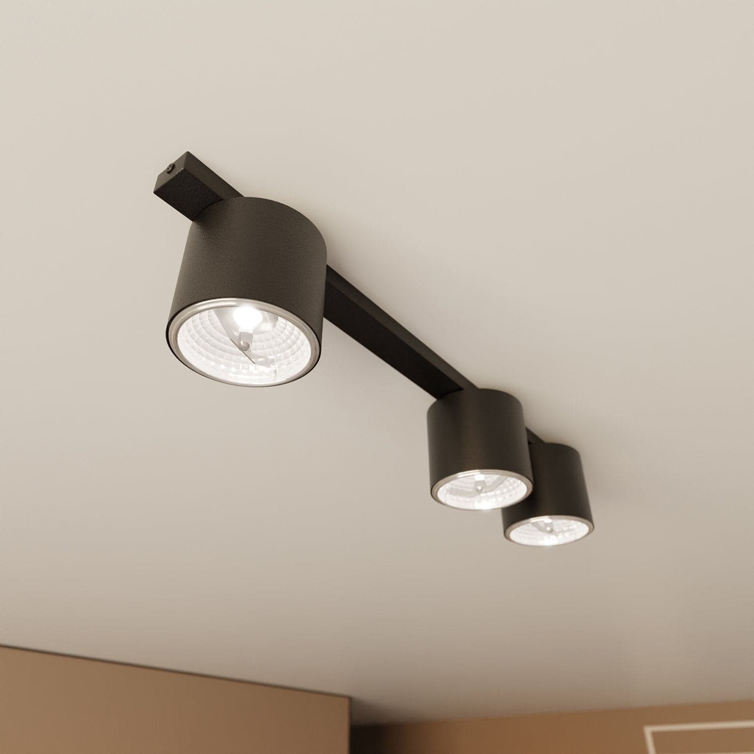 Plafoniera Moderna 3 Luci Faretti Nano In Acciaio Nero in Plafoniere LuceArt - Montecorvino Pugliano, commercioVirtuoso.it