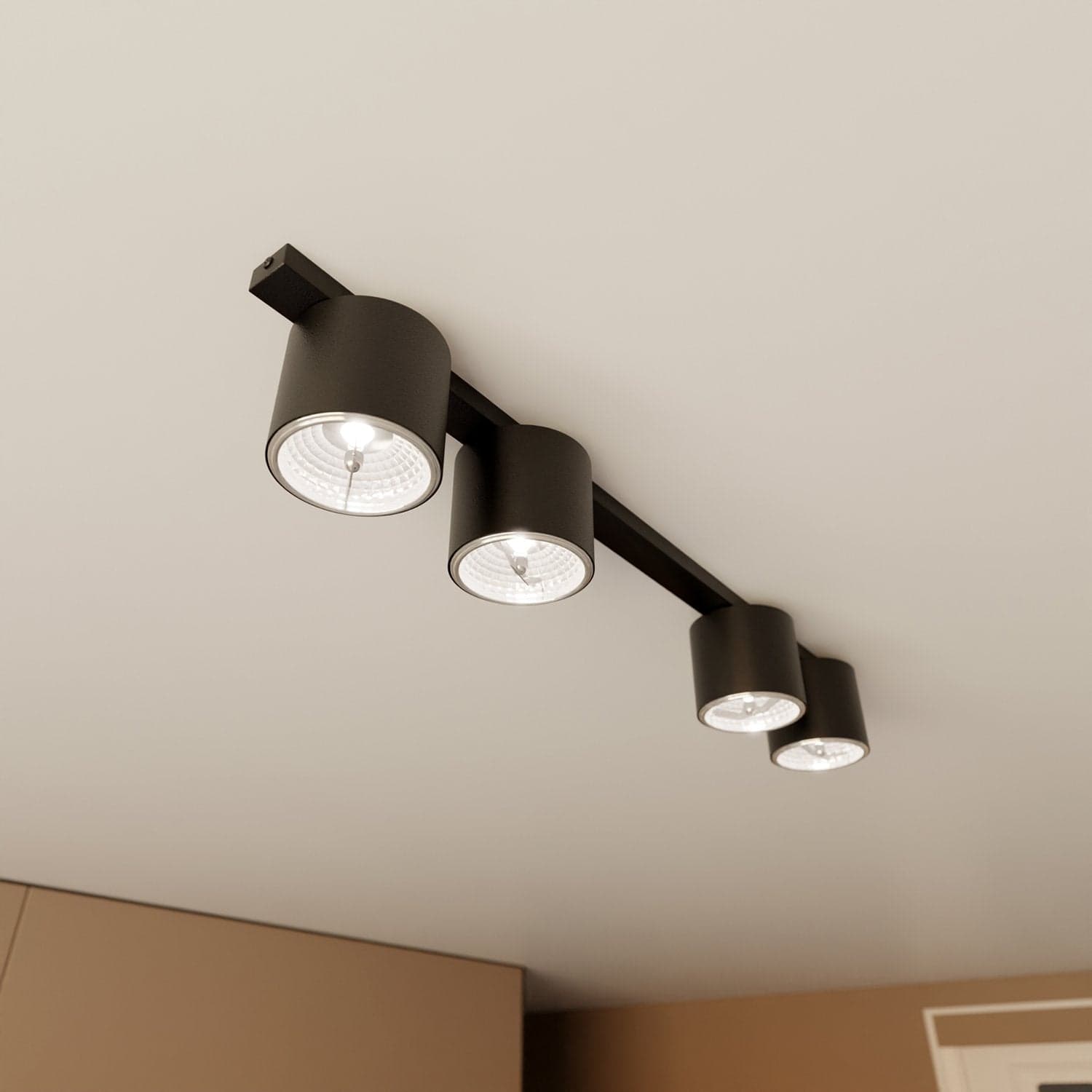 Plafoniera Moderna 4 Luci Faretti Nano In Acciaio Nero in Plafoniere LuceArt - Montecorvino Pugliano, commercioVirtuoso.it
