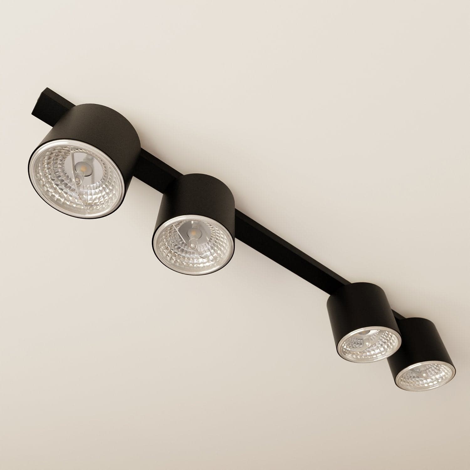 Plafoniera Moderna 4 Luci Faretti Nano In Acciaio Nero in Plafoniere LuceArt - Montecorvino Pugliano, commercioVirtuoso.it