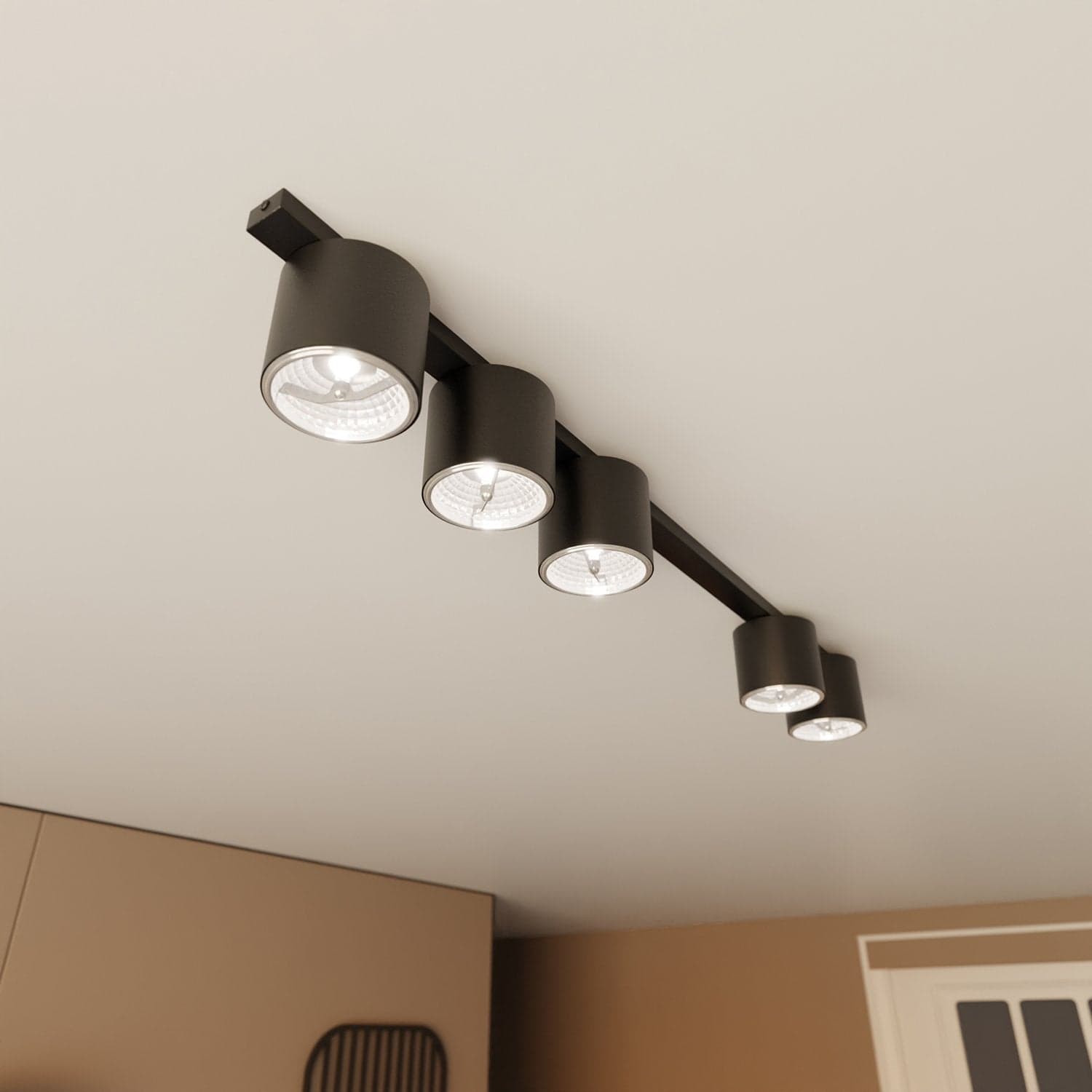 Plafoniera Moderna 5 Luci Faretti Nano In Acciaio Nero in Plafoniere LuceArt - Montecorvino Pugliano, commercioVirtuoso.it