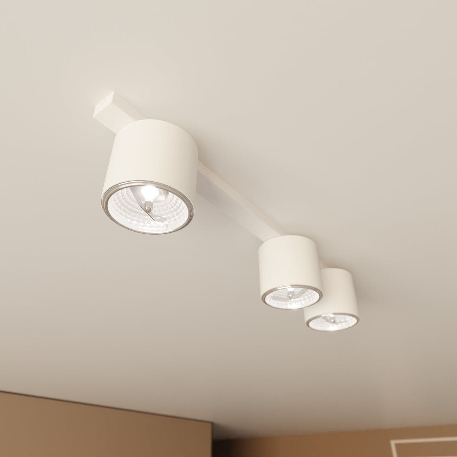 Plafoniera Moderna 3 Luci Faretti Nano In Acciaio Bianco in Plafoniere LuceArt - Montecorvino Pugliano, commercioVirtuoso.it
