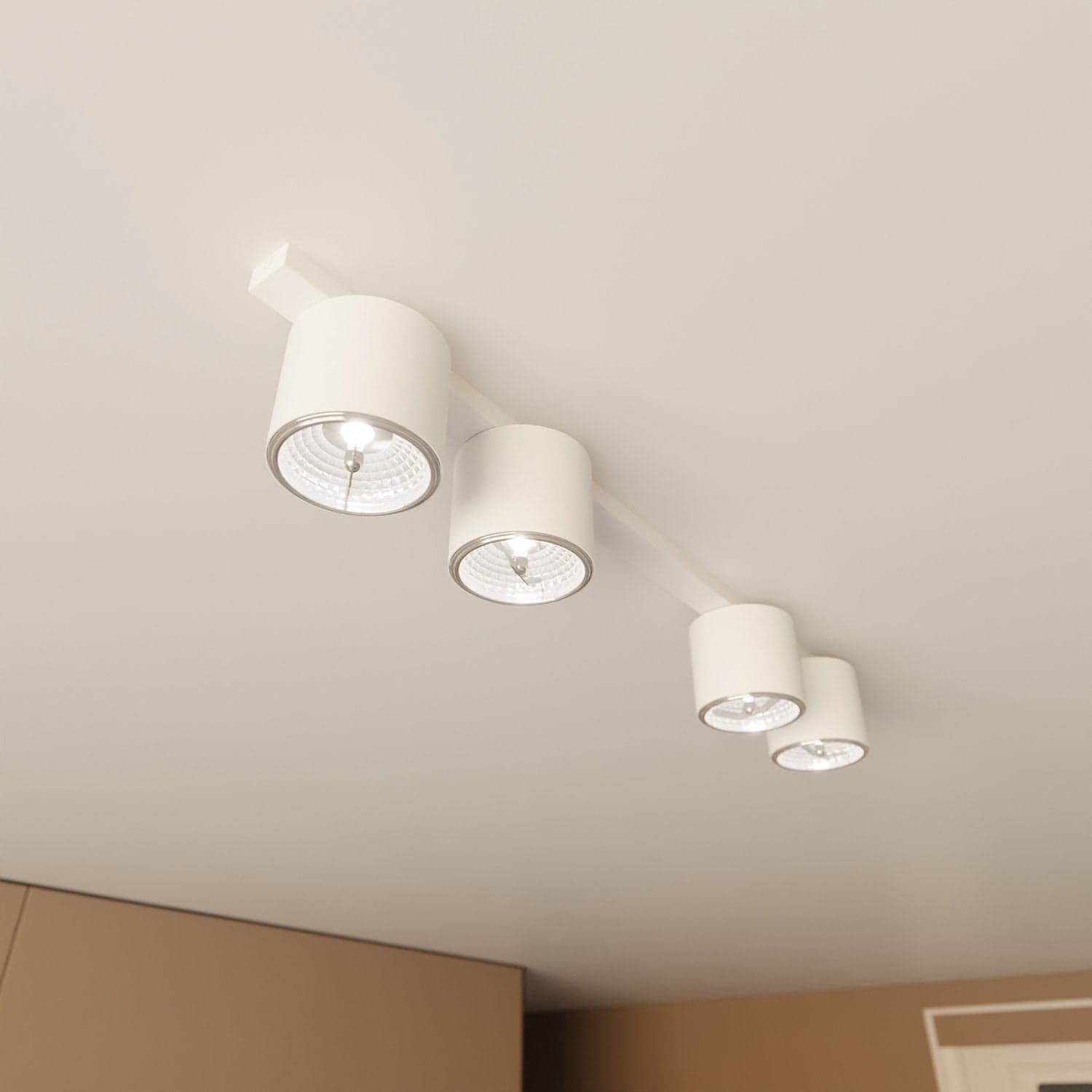 Plafoniera Moderna 4 Luci Faretti Nano In Acciaio Bianco in Plafoniere LuceArt - Montecorvino Pugliano, commercioVirtuoso.it