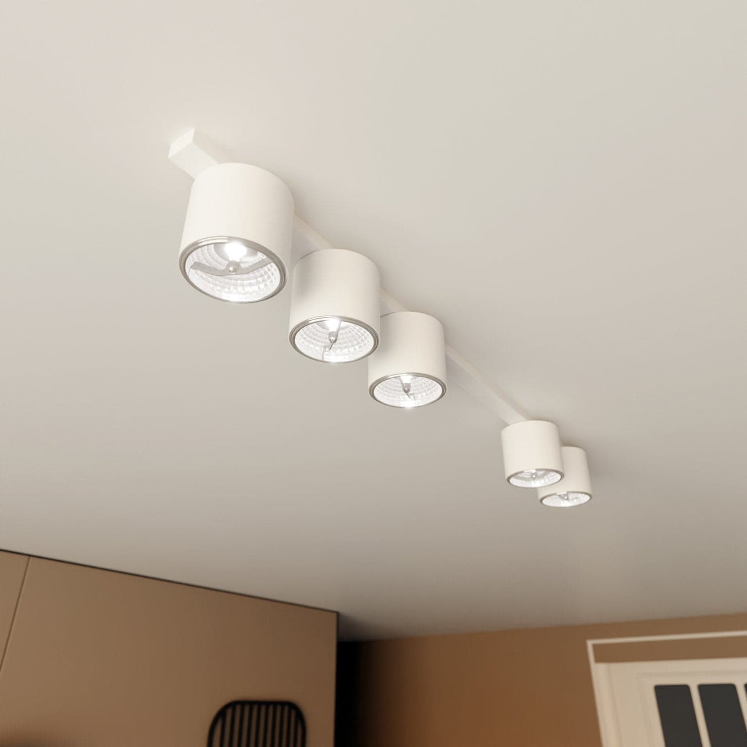 Plafoniera Moderna 5 Luci Faretti Nano In Acciaio Bianco in Plafoniere LuceArt - Montecorvino Pugliano, commercioVirtuoso.it