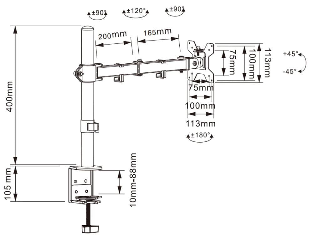 Supporto da Scrivania per Monitor 13-27'' Doppio Snodo di Regolazione in Supporti Scontolo.net - Potenza, commercioVirtuoso.it