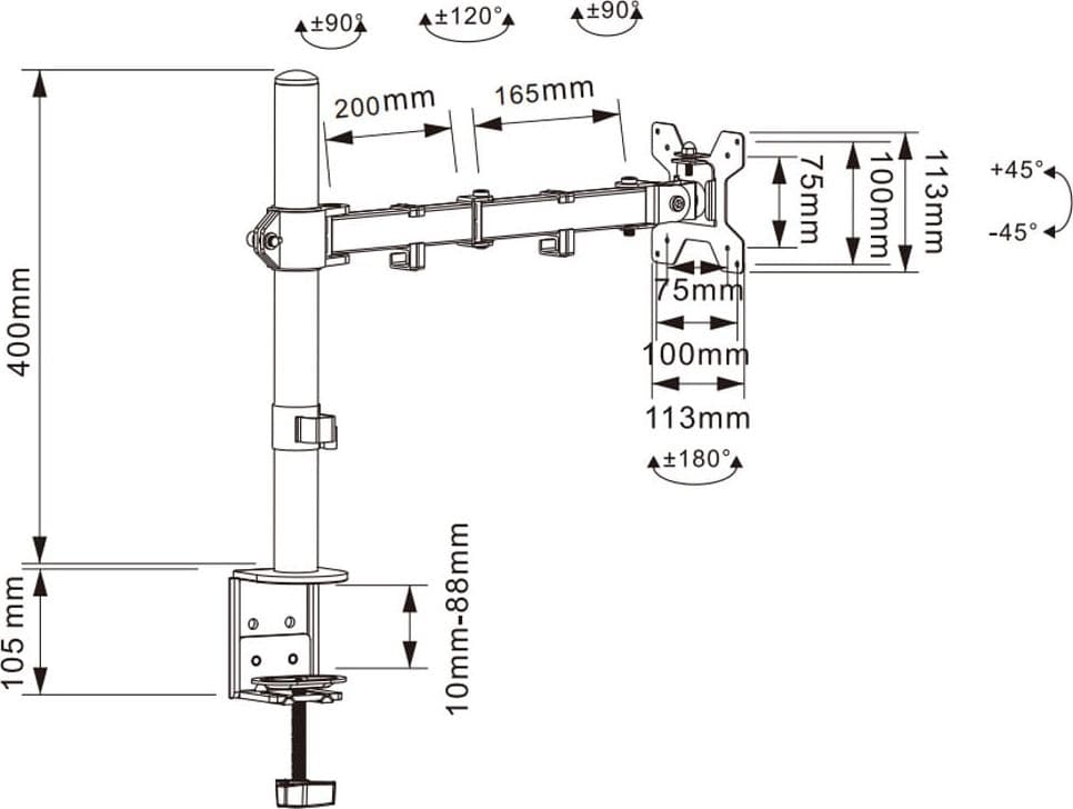 Supporto da Scrivania per Monitor 13-27'' Doppio Snodo di Regolazione in Supporti Scontolo.net - Potenza, commercioVirtuoso.it