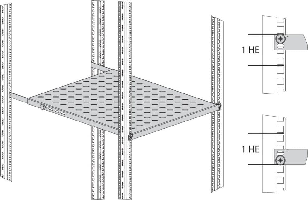 Mensola per Rack 19'' 350-450 mm 0.5U Nero 4 Punti in Staffe e supporti per mensole Scontolo.net - Potenza, commercioVirtuoso.it