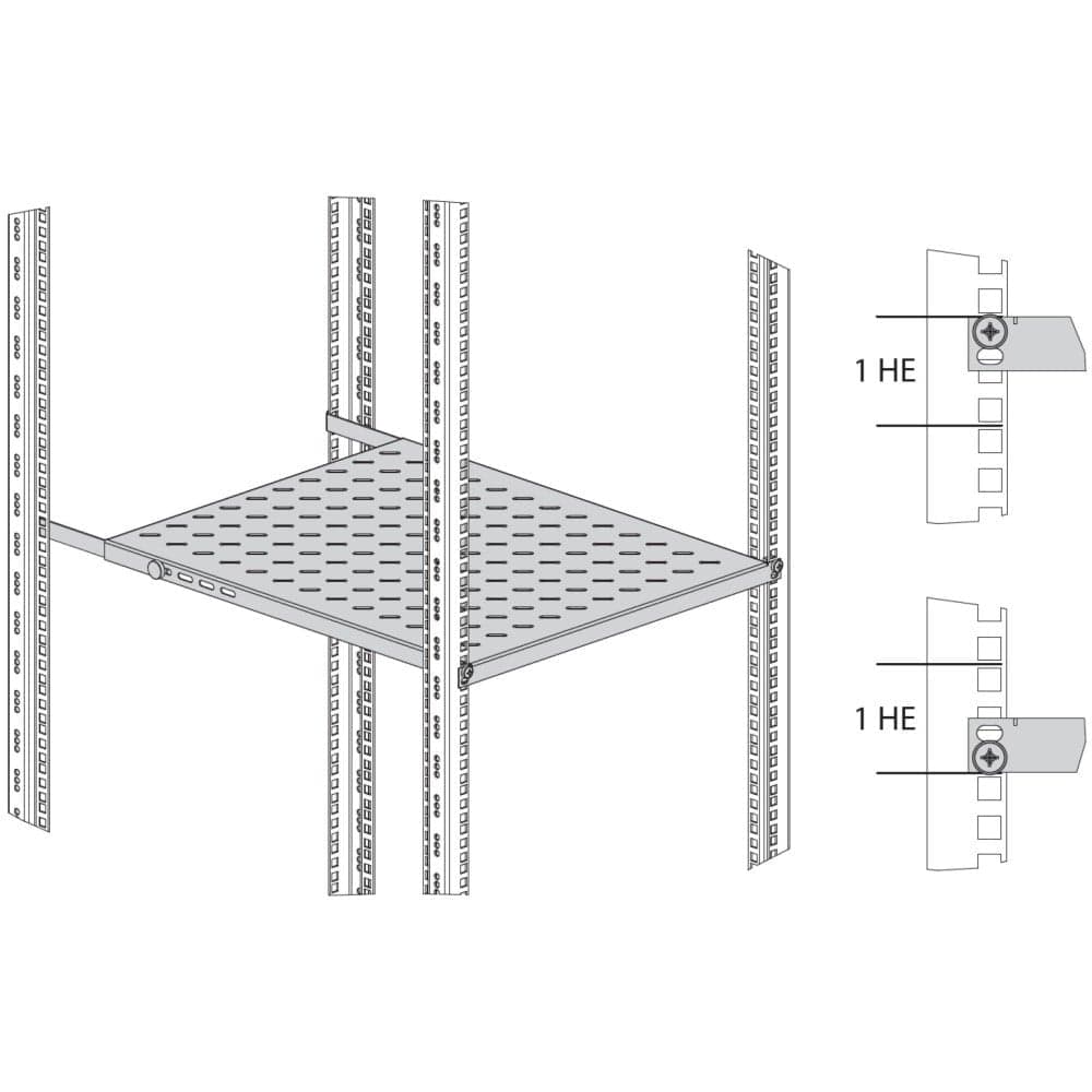 Mensola per Rack 19'' 350-450 mm 0.5U Nero 4 Punti in Staffe e supporti per mensole Scontolo.net - Potenza, commercioVirtuoso.it