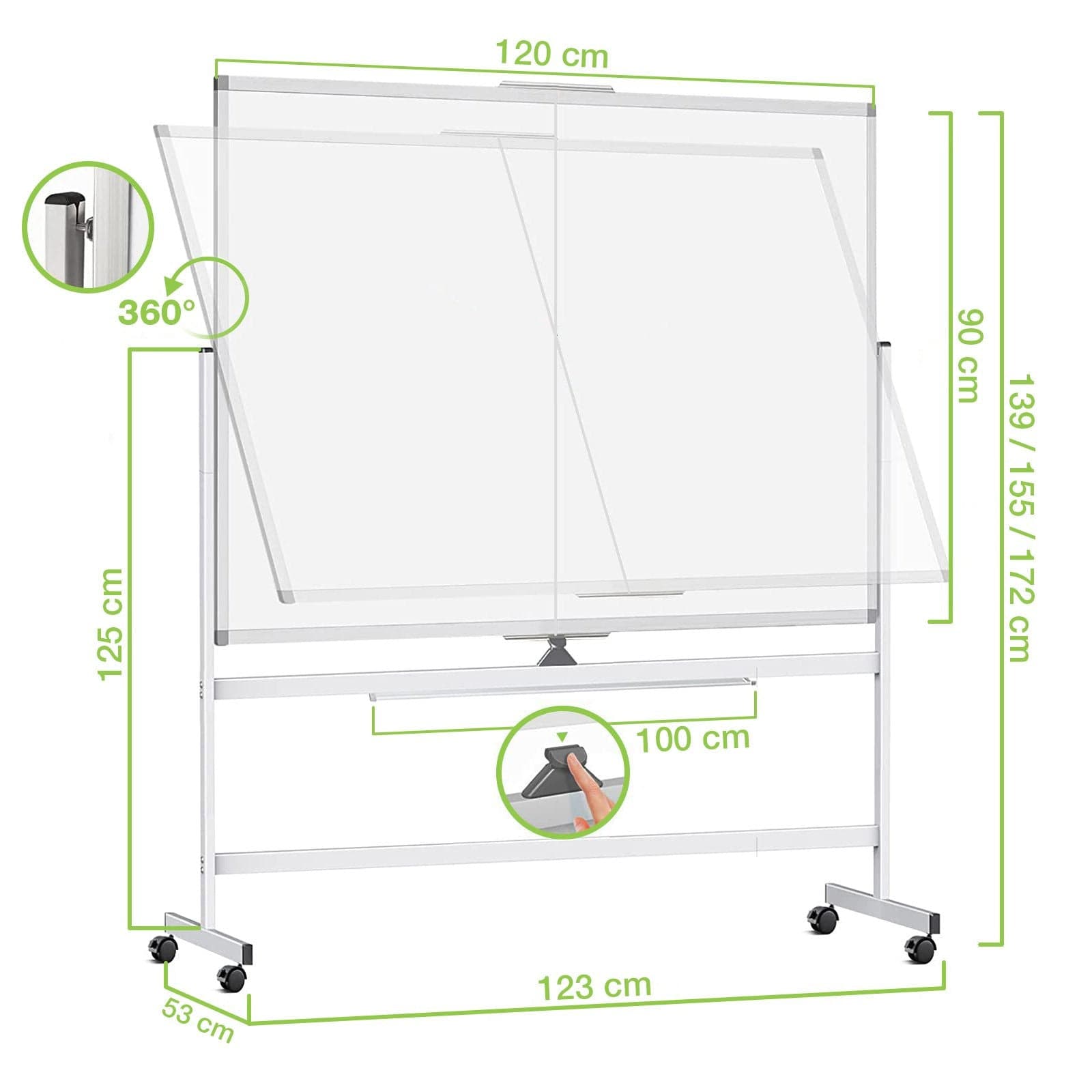 Lavagna Magnetica Bifacciale 90x120 cm con Ruote e Mensola per Pennarelli con Ganci Portablocco in Bacheche multifunzione Scontolo.net - Potenza, commercioVirtuoso.it