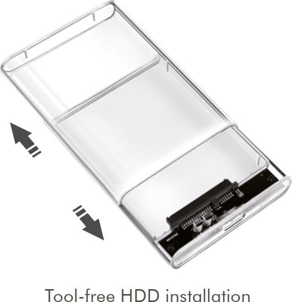 Box HDD/SSD Esterno per Disco Rigido 2.5'' USB 3.0 Trasparente con LED