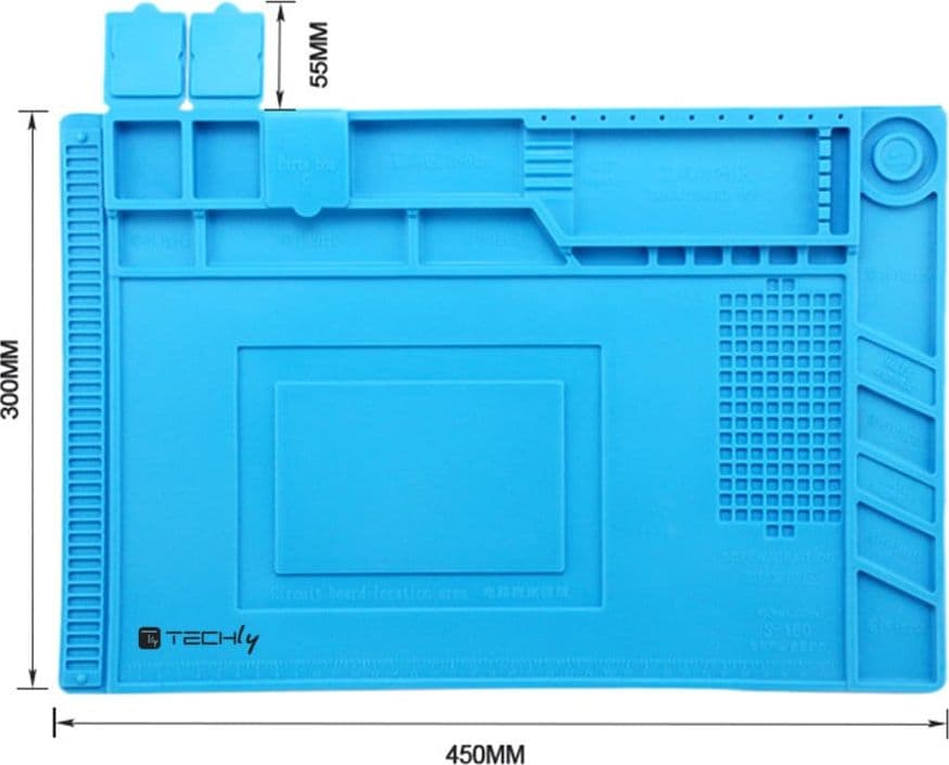 Tappeto da Saldatura e Riparazione Antiscivolo Magnetico 45 x 30 cm in Silicone Blu