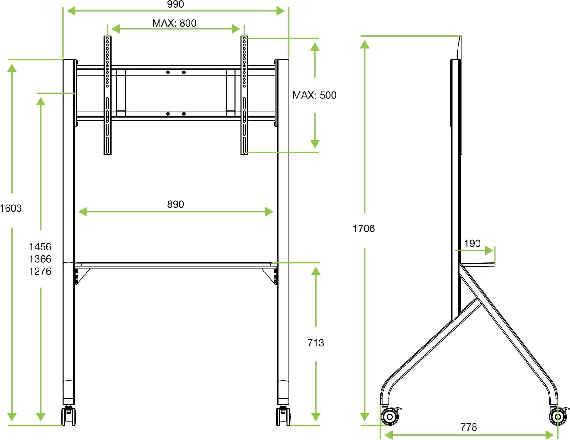 Supporto Mobile da Pavimento Multifunzione per TV LCD/LED/Plasma 55-86'' Nero in Mobili Scontolo.net - Potenza, commercioVirtuoso.it