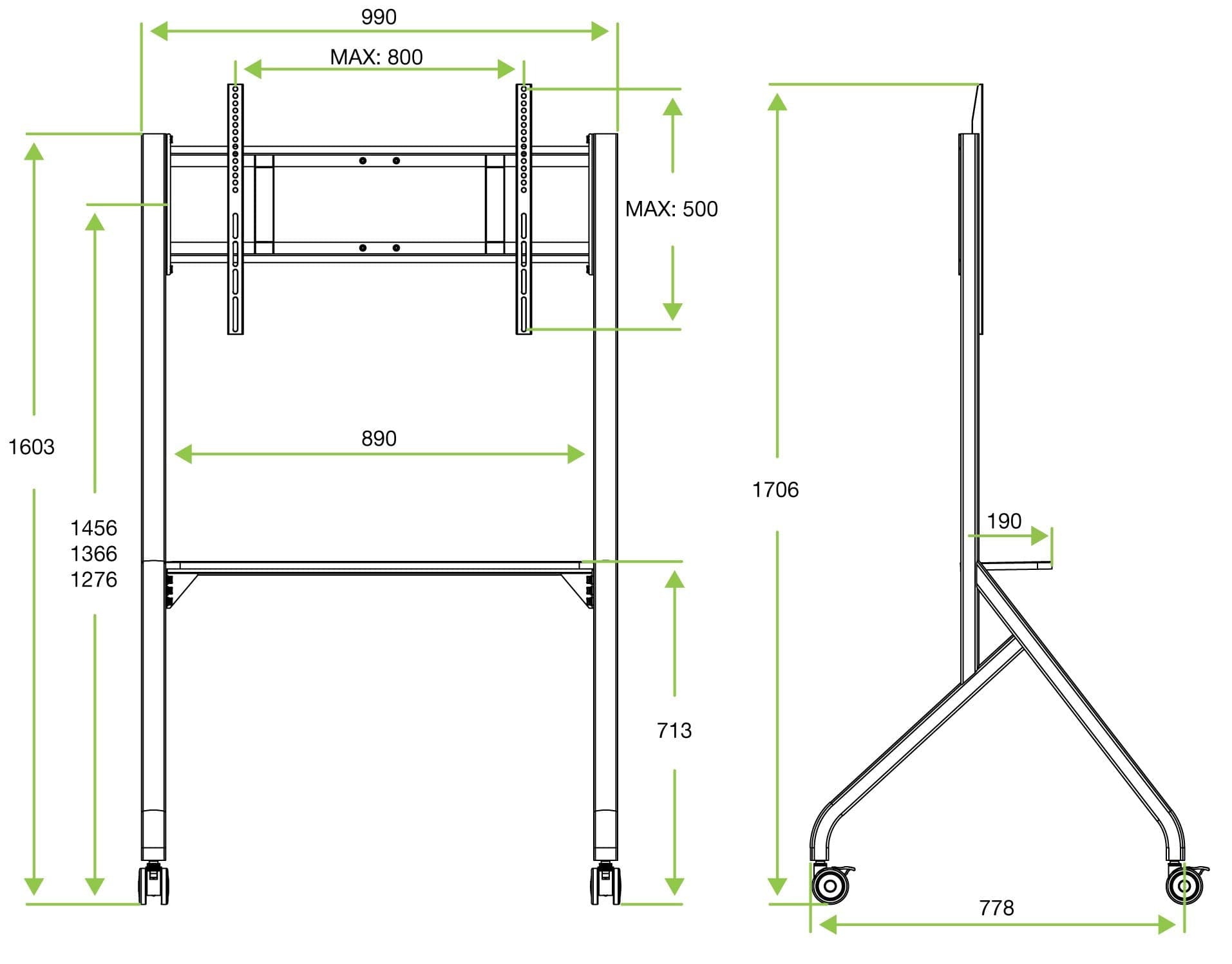 Supporto Mobile da Pavimento Multifunzione per TV LCD/LED/Plasma 55-86'' Nero in Mobili Scontolo.net - Potenza, commercioVirtuoso.it
