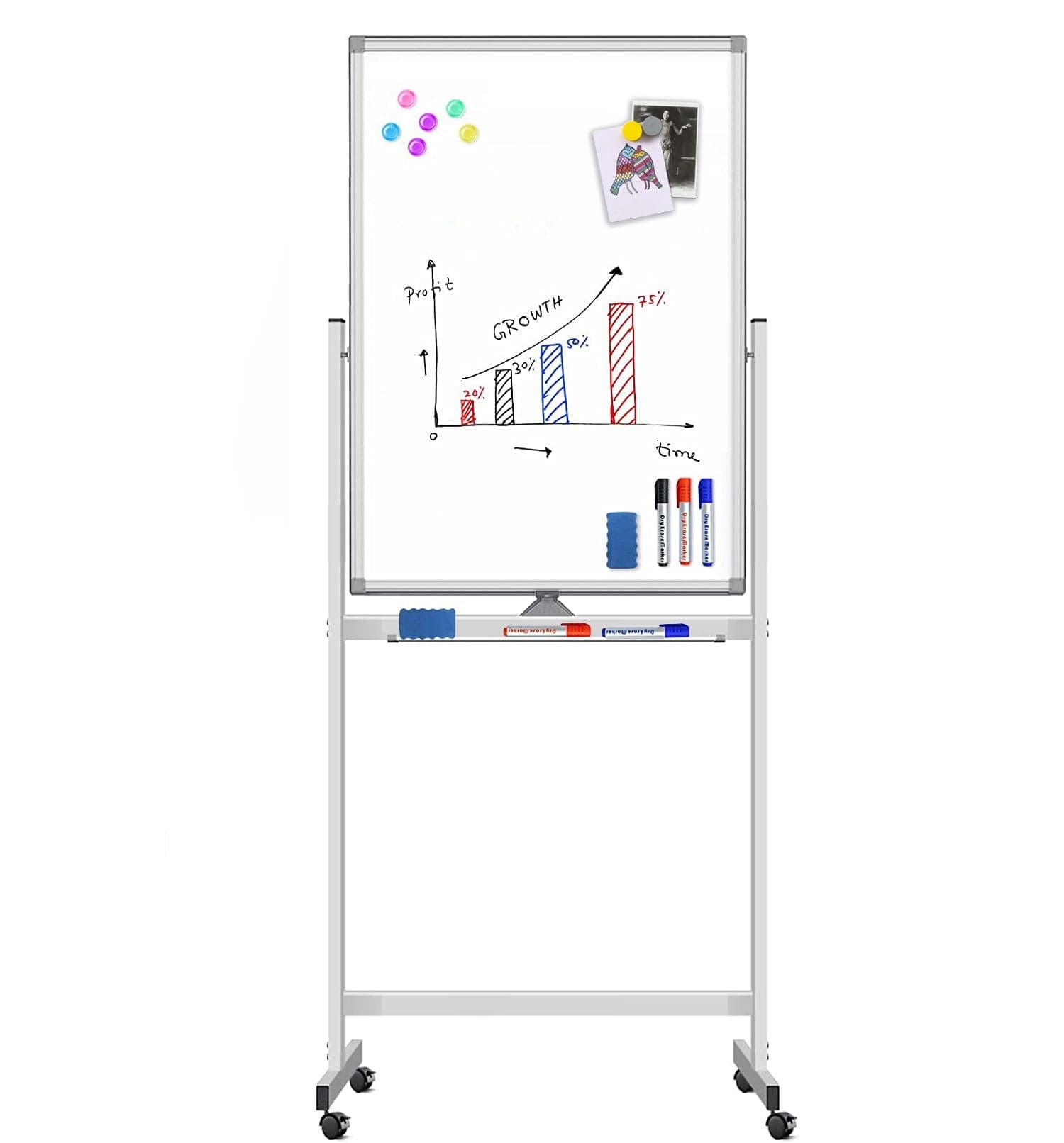 Lavagna Magnetica Bifacciale 60x100 cm con Ruote e Mensola per Pennarelli con Ganci Portablocco in Bacheche multifunzione Scontolo.net - Potenza, commercioVirtuoso.it
