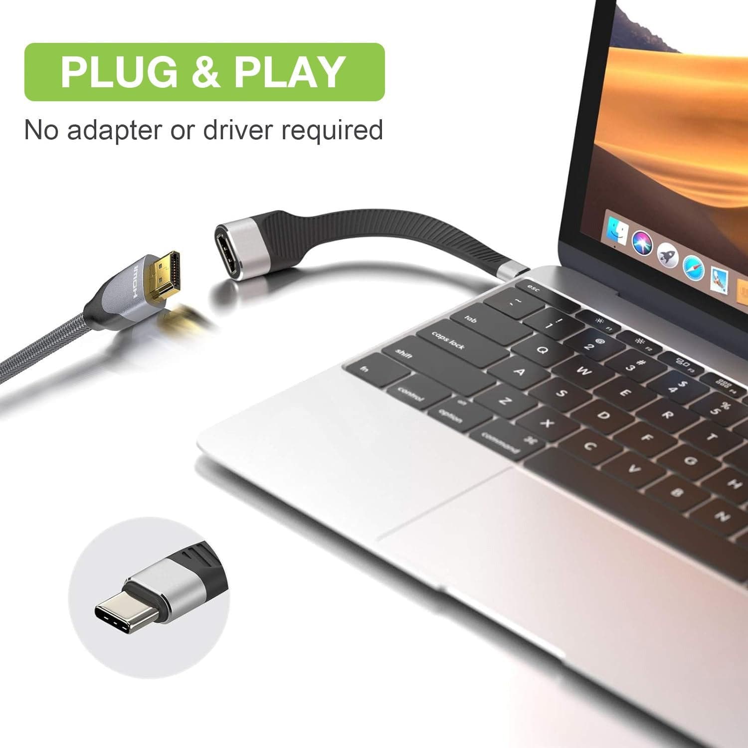 Cavo Corto Piatto USB-C&trade Maschio a HDMI Femmina FPC 13,6 cm in Cavi HDMI Scontolo.net - Potenza, commercioVirtuoso.it