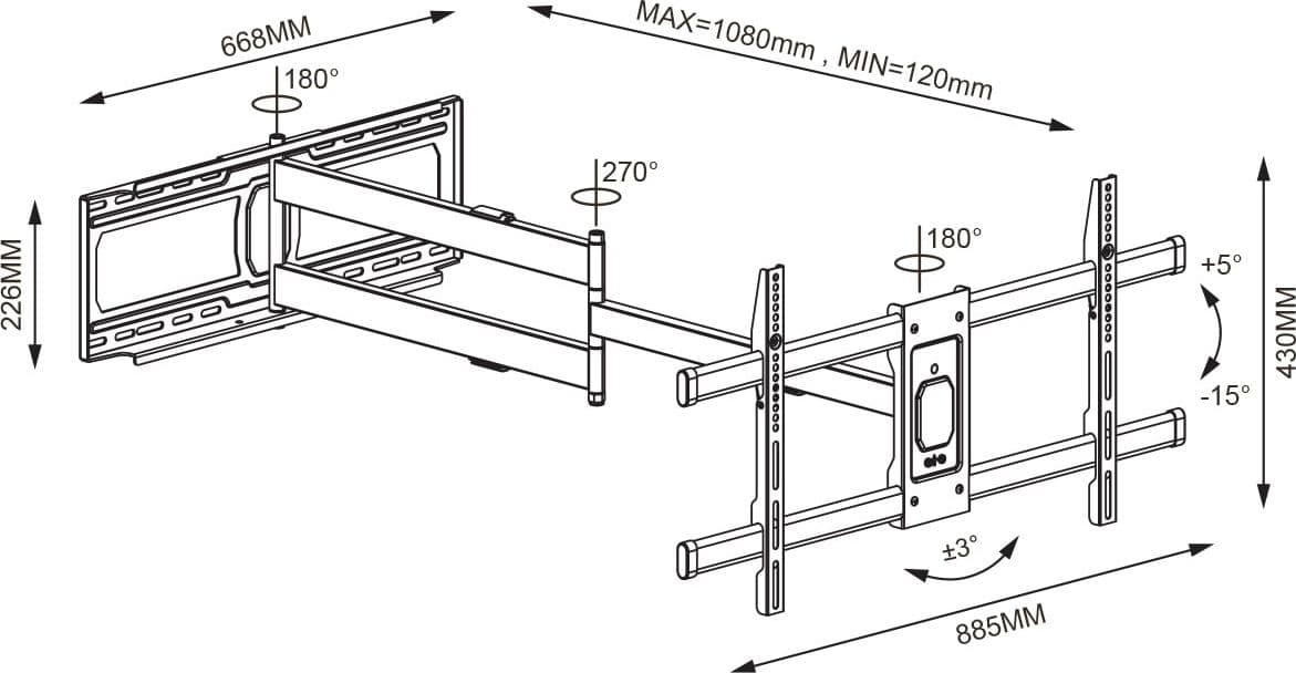 Supporto a Muro Extra Long Full Motion per TV 42-80'' in Supporti da parete e da soffitto Scontolo.net - Potenza, commercioVirtuoso.it