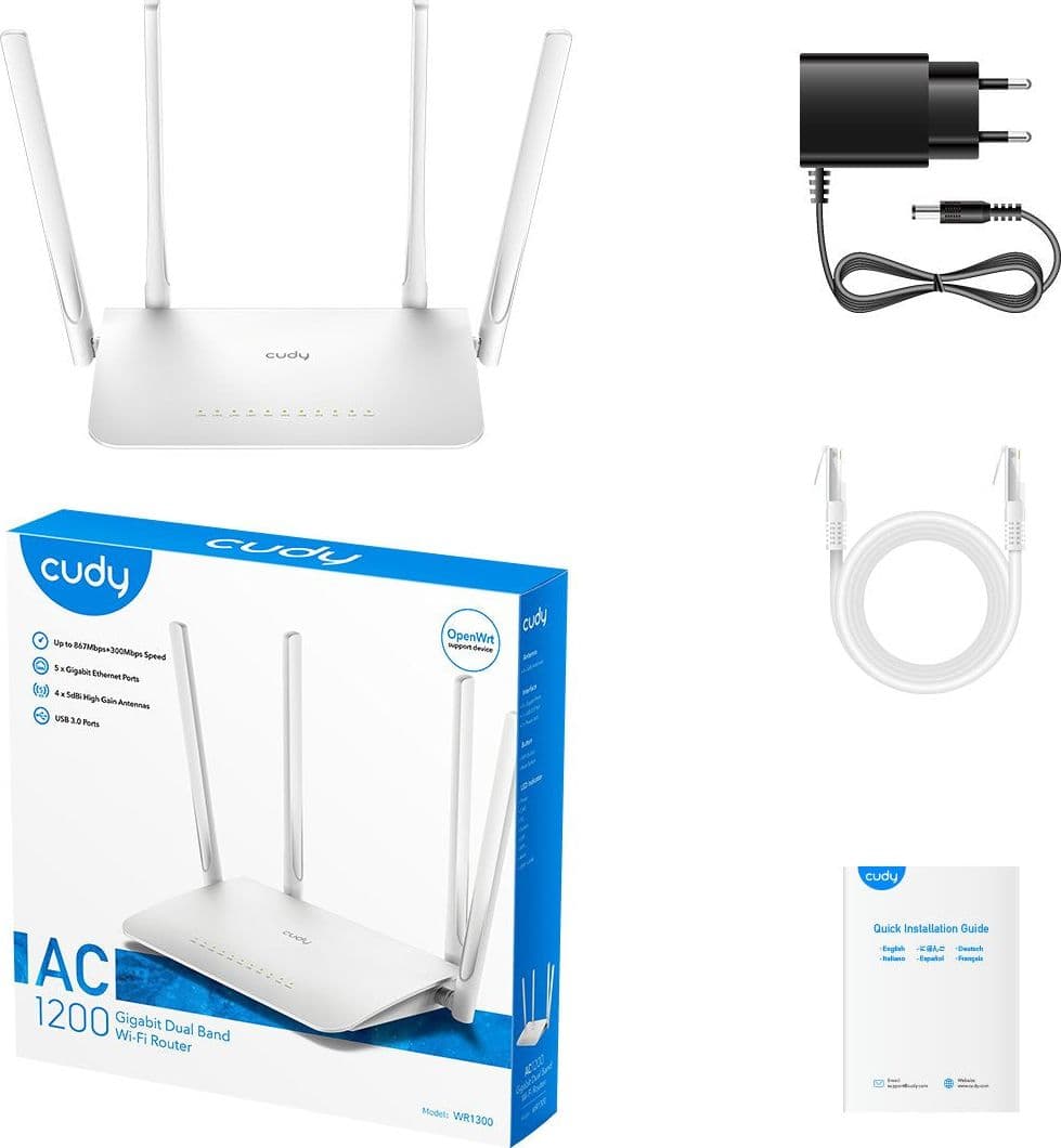 Router WiFi Dual Band AC1200 Gigabit, WR1300