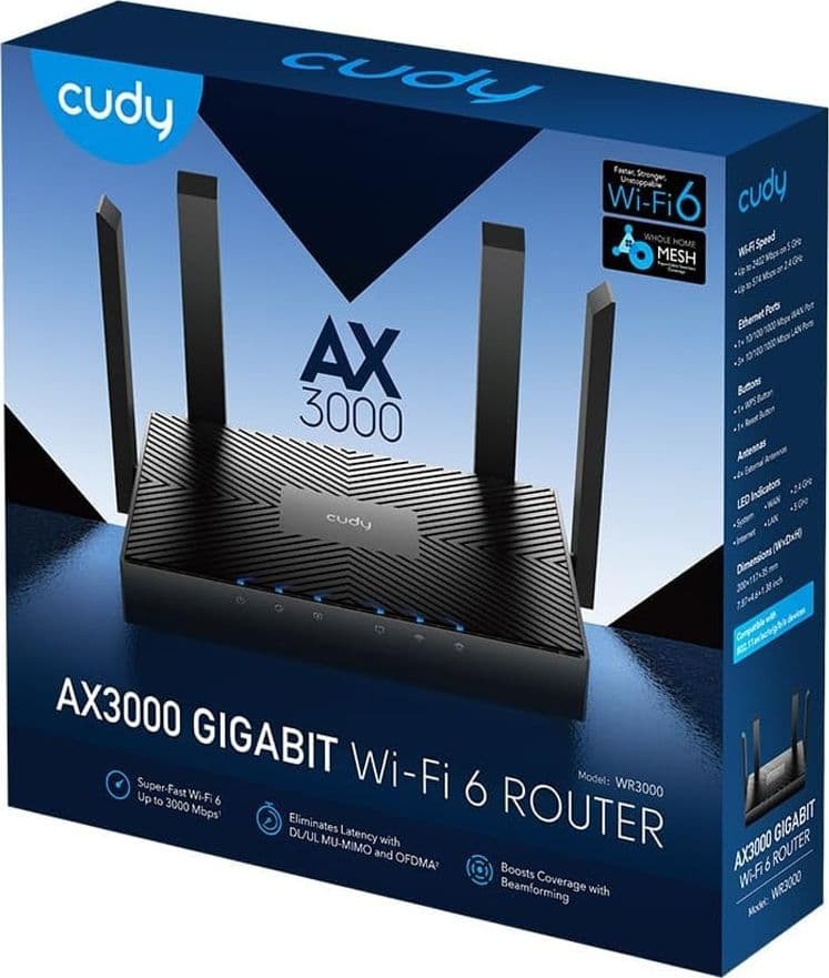 Mesh Router Wi-Fi 6 AX3000 Super Veloce Dual Band Gigabit, WR3000