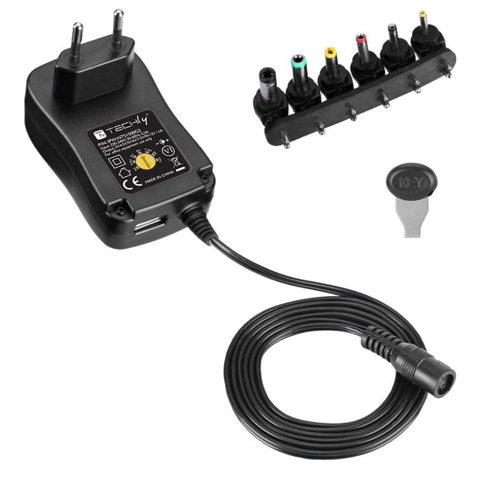 Alimentatore Universale Regolabile 18W AC/DC 3V-12V 1500 mA con 6 Spine DC Porta USB 1A in Adattatori da viaggio Scontolo.net - Potenza, commercioVirtuoso.it