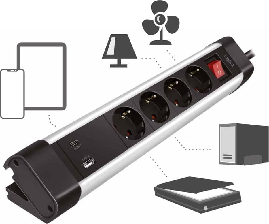 Presa Multipla a 4 vie con Presa USB-C&trade PD e USB-A QC per la Ricarica Veloce in Caricabatterie da muro Scontolo.net - Potenza, commercioVirtuoso.it