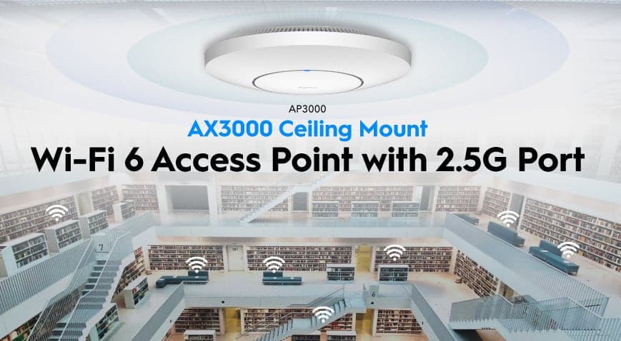 Punto di Accesso Wireless Gigabit PoE WiFi 6 AX3000 Porta 2.5G Montaggio a Soffitto, AP3000_P in  Scontolo.net - Potenza, commercioVirtuoso.it