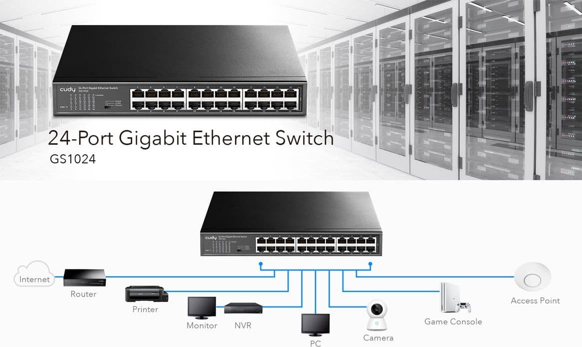 Switch Gigabit Ethernet a 24 Porte, GS1024 in  Scontolo.net - Potenza, commercioVirtuoso.it