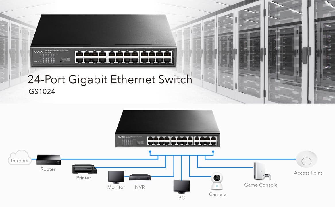 Switch Gigabit Ethernet a 24 Porte, GS1024 in  Scontolo.net - Potenza, commercioVirtuoso.it