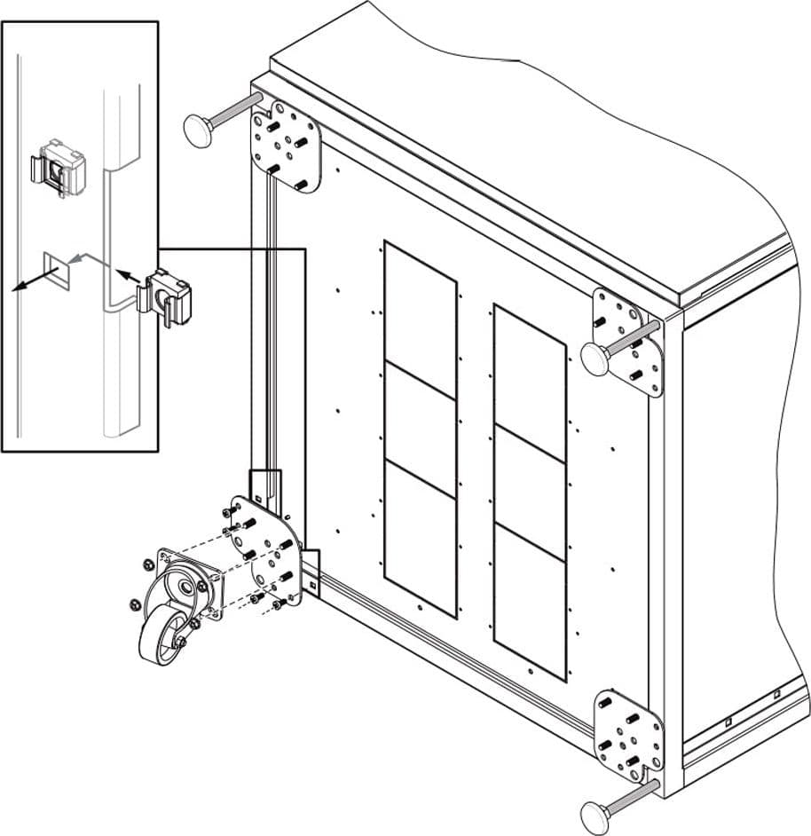 Kit 4 Ruote per Armadi con Piastre per Montaggio Simultaneo Piedini