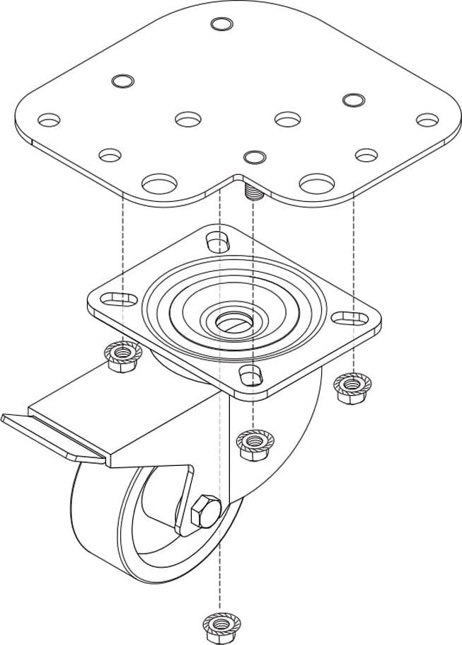 Kit 4 Ruote per Armadi con Piastre per Montaggio Simultaneo Piedini in Rotelle Scontolo.net - Potenza, commercioVirtuoso.it