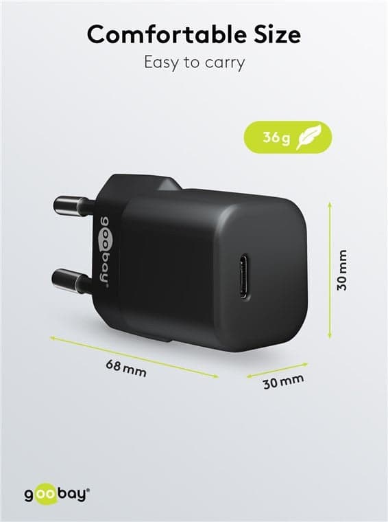 Alimentatore Caricatore Rapido USB-C&trade PD GaN Nano 20W 3A Nero in Caricabatterie da muro Scontolo.net - Potenza, commercioVirtuoso.it