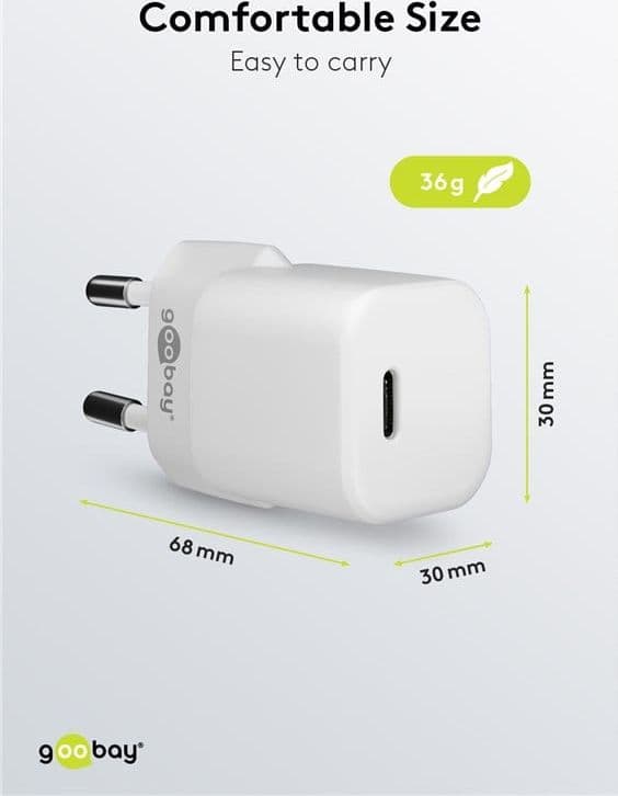 Alimentatore Caricatore Rapido USB-C&trade PD GaN Nano 20W 3A Bianco in Caricabatterie da muro Scontolo.net - Potenza, commercioVirtuoso.it