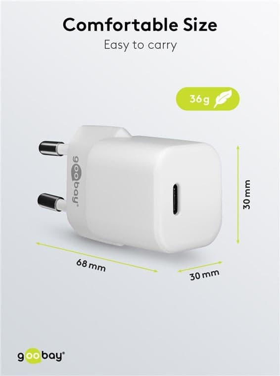 Alimentatore Caricatore Rapido USB-C&trade PD GaN Nano 20W 3A Bianco in Caricabatterie da muro Scontolo.net - Potenza, commercioVirtuoso.it