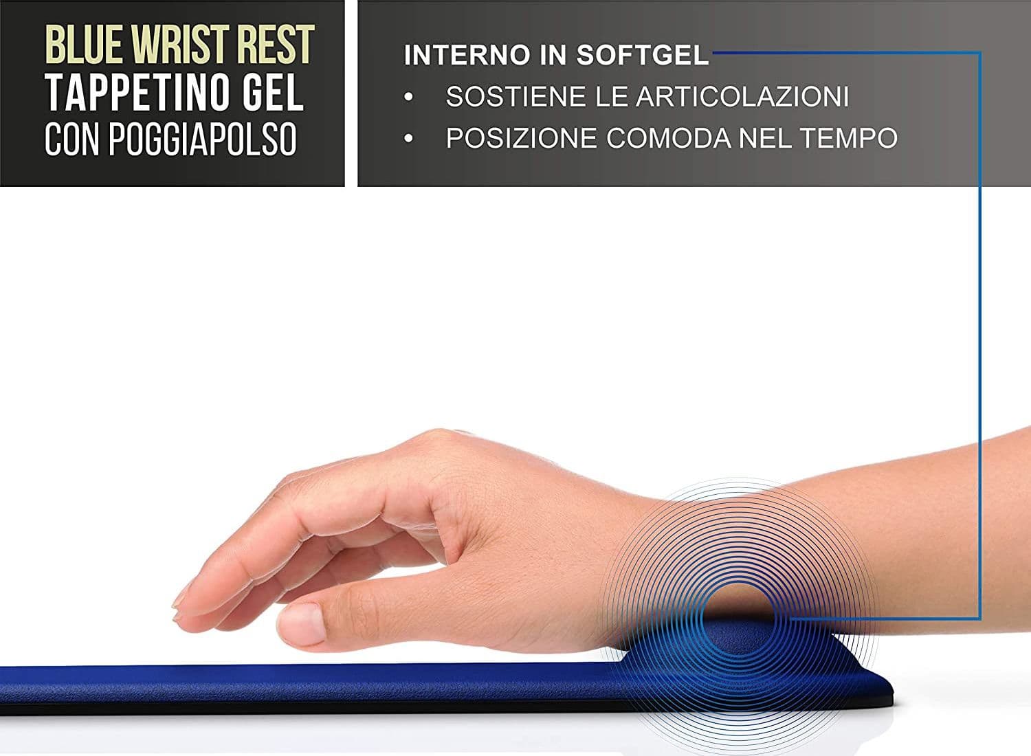 Tappetino con Cuscinetto Poggiapolso in Gel Blu in Poggiapolsi Scontolo.net - Potenza, commercioVirtuoso.it