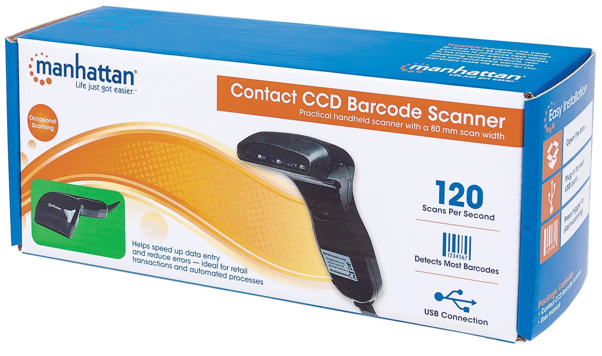 Lettore di Codici a Barre CCD 80mm USB Retail Box Nero