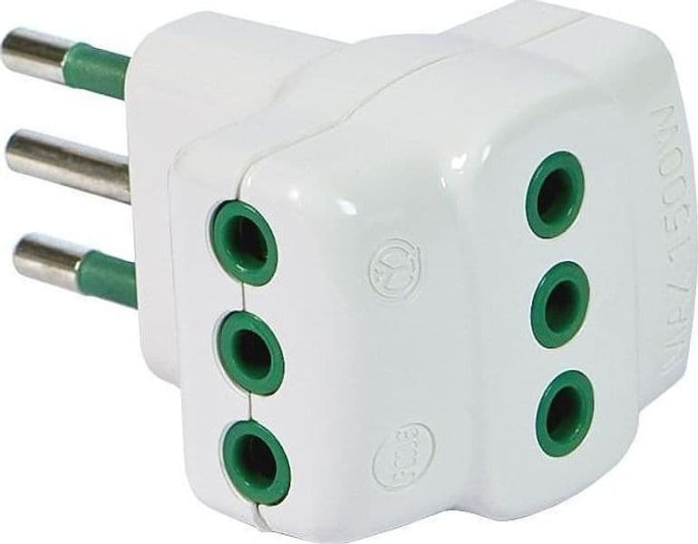 Adattatore Triplo Spina 2P+T Presa 2P+T 10A - 2