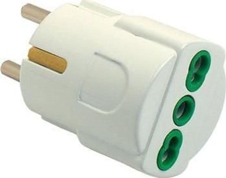 Adattatore Schuko Spina 2P+T- Presa bipasso 2P+T