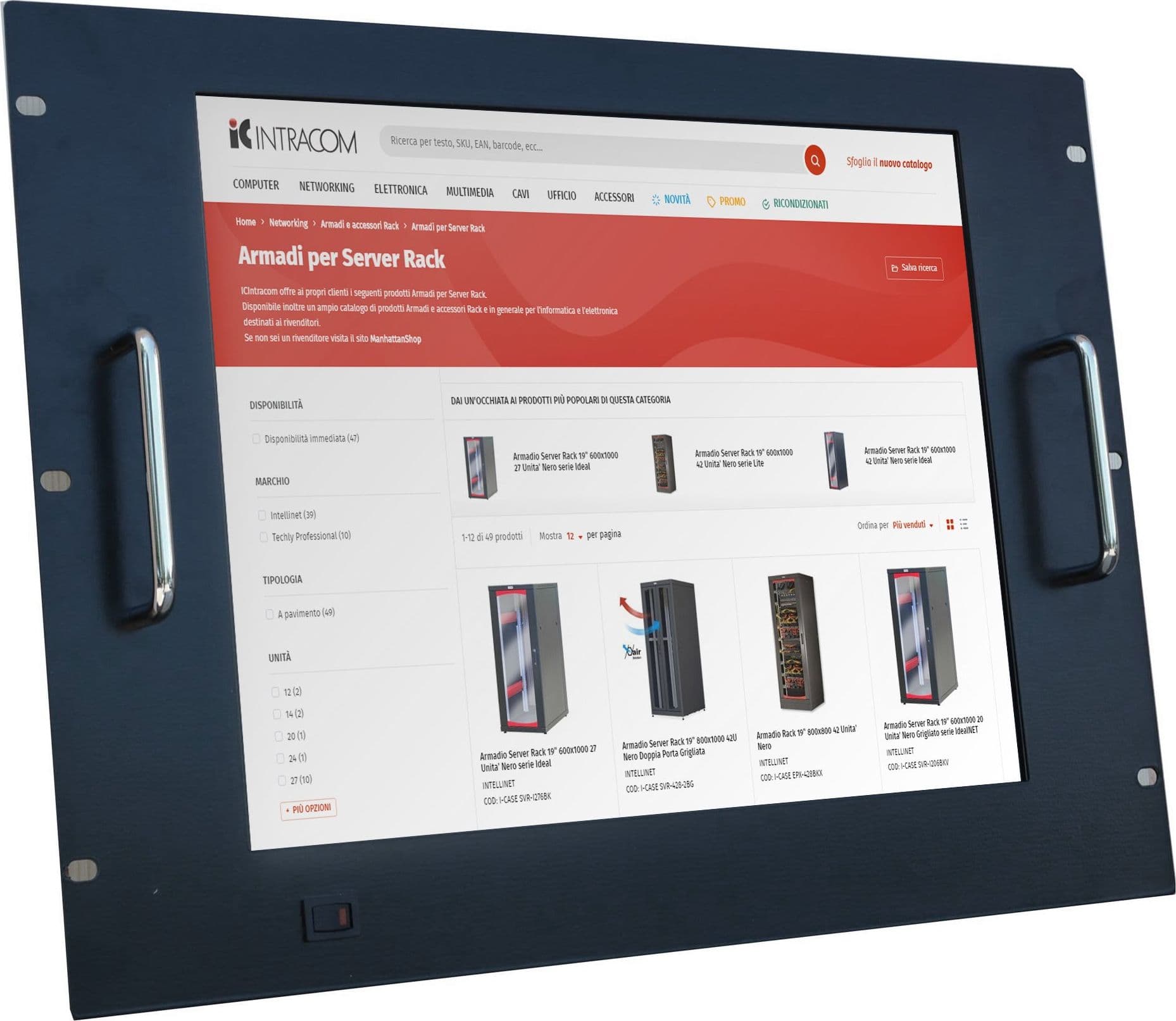 Monitor LCD 17'' per Rack 19'' 8 Unit&agrave Nero in Supporti Scontolo.net - Potenza, commercioVirtuoso.it