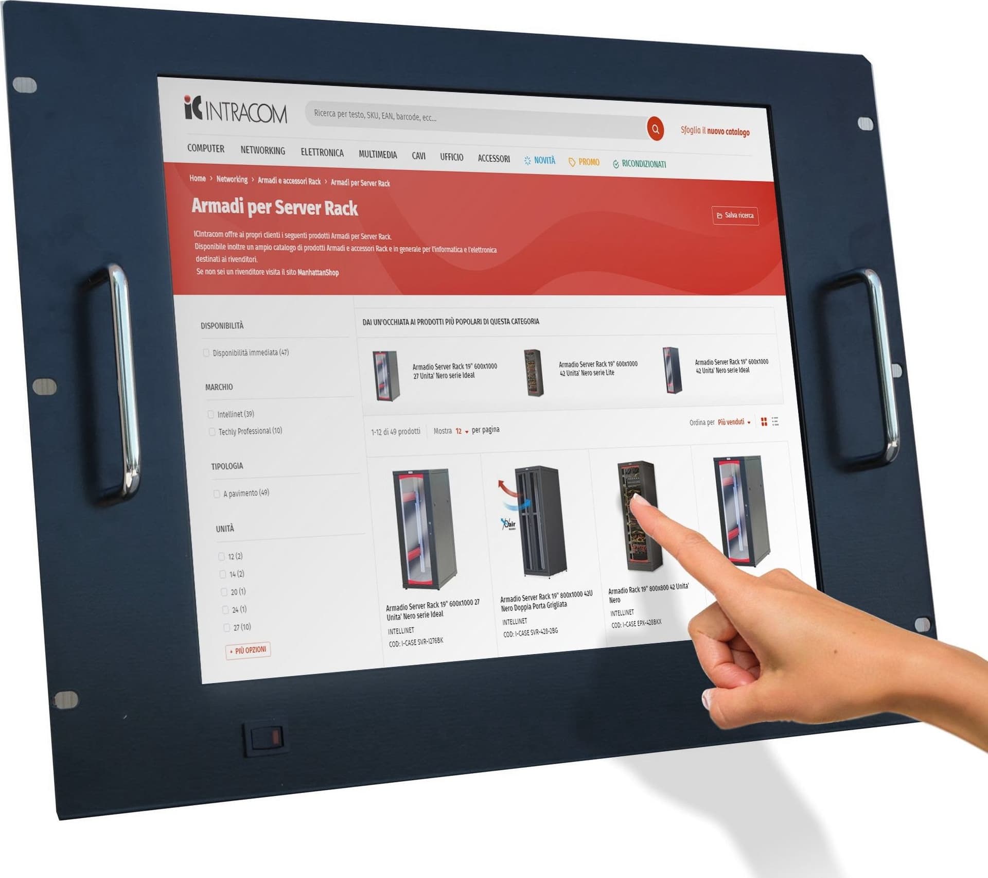 Monitor LCD 17'' Touch Screen per Rack 19'' 8 Unit&agrave Nero in  Scontolo.net - Potenza, commercioVirtuoso.it